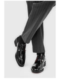 Men Black Patent Leather Dress Shoes High Shine Red Lining Crystal Studded Formal Oxfords Wedding Party Fashion Footwear