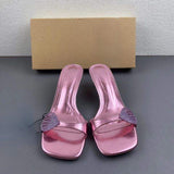Zapatos Altos De Mujer Summer Pink Stiletto Slipper Mules Women Sandal High Heels for Ladies