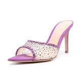 Talons Femme Mature Sexy Beautiful Rhinestone Elegant Peep Open Toe Shoes Heels for Ladies