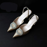 Top Selling 2025 New Buckle Strap Slingback Diamond Wedding Shoes Unique Luxury Diamond Heels for Ladies Shoes
