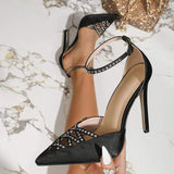 2026 Sepatu Hak Wanita Putih Luxury Rhinestone Dress Ankle Strap Sandals Women Evening Formal Party Stiletto Heels