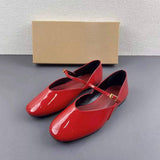 Glossy Leather Sandales-Femme- Job Female Shoes High Quality Flat Pumps for Ladies