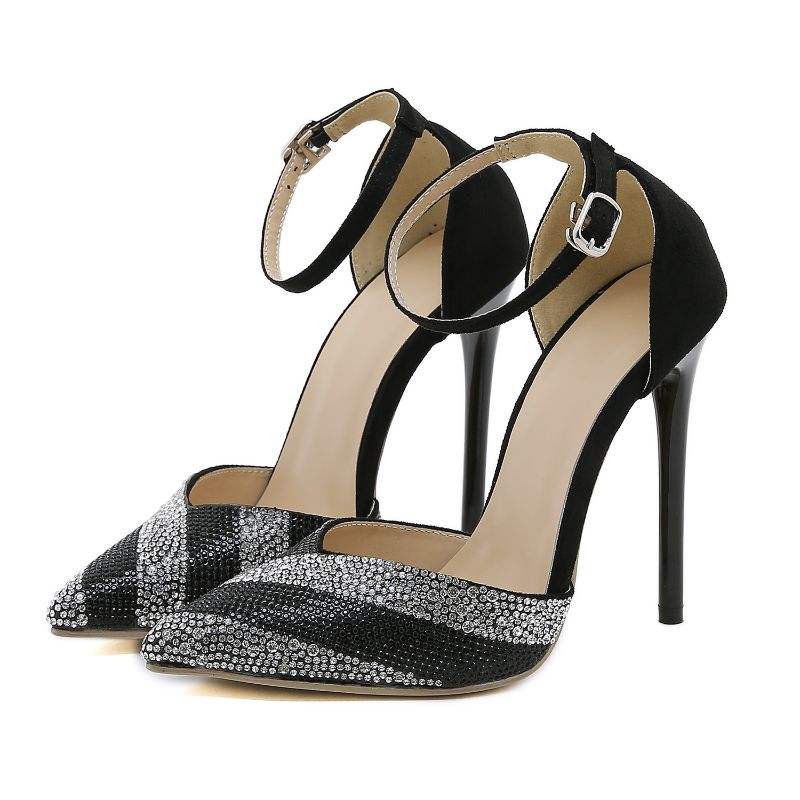 Tacones Altos New Fashion Women Suede Black Heels for Ladies