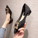 DIamond Point Toe Trendy Elegant Style Female Low Shoes Slipper Heels for Women
