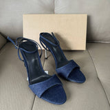 Sandales a Talons Fins Pointed-Toe Denim Sandals with Fish-Mouth Cutouts, Hollow Design, Ladies Sexy Stiletto Heels Sandals