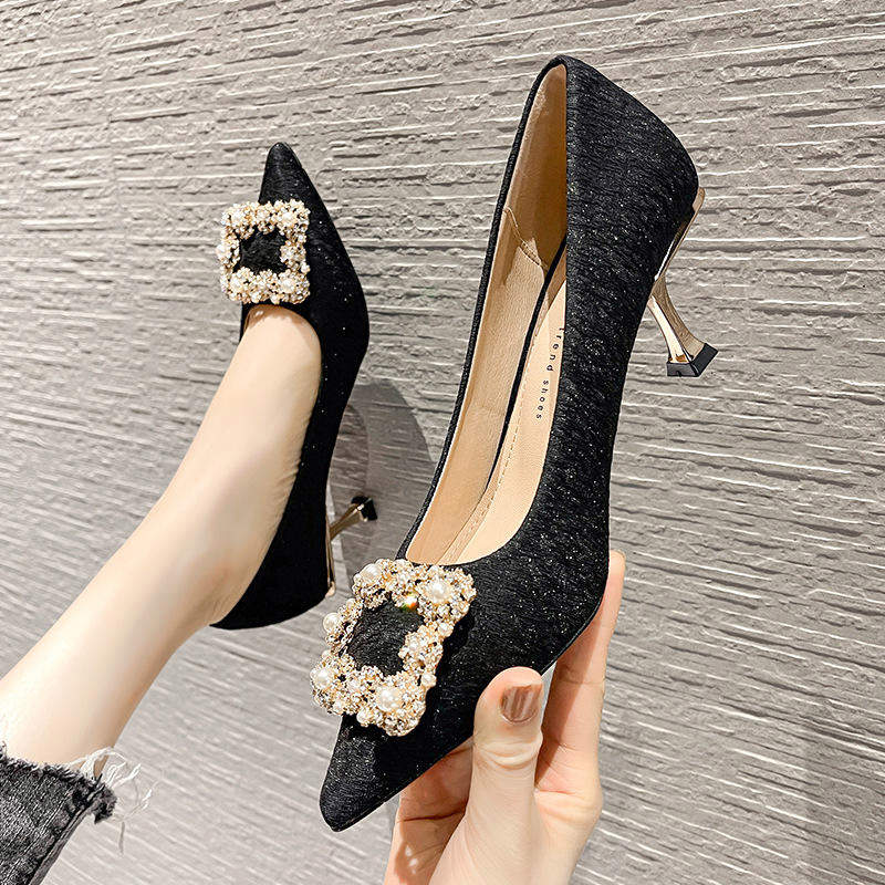 Calzado De Mujer Rhinestone Diamond Slipper Pumps Sexy and Elegant 2025 Heels for Women