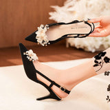Scarpe Donna Tacco Alto Piume Stiletto Flower Sexy Sandals Sling Back High Heels for Ladies