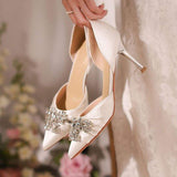 8CM Chaussure Talons Femme Luxury Rhinestone Pumps Trending White Wedding Heels for Ladies