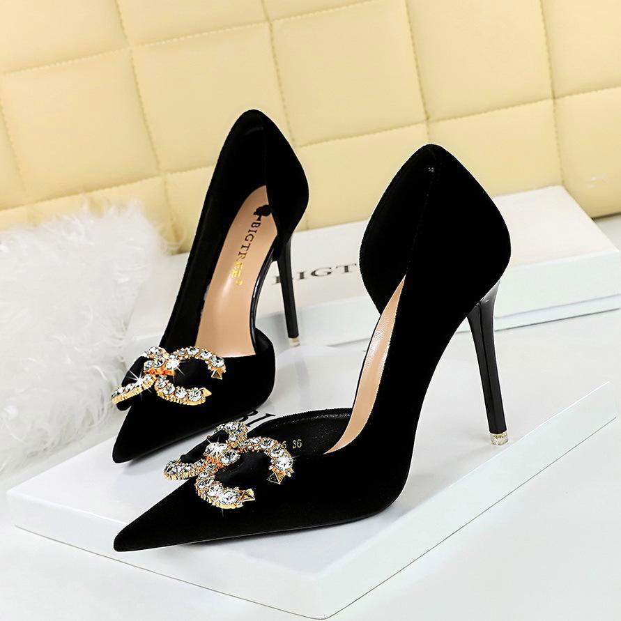10.5CM/7CM Pointed Toe Sandals Designer Slides Footwear Job Shoe Pink HIgh Heels for Women