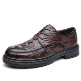 Pointed Toe Pattern Lace up Durable Fashion Original Cook Genuine Leather Dress Shoes for Men