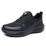 All Black Mens Running Shoes Rotary Buckle Lacing System Athletic Sneakers Lightweight Walking Shoes Cushioning Sport Footwear