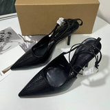 Niche Fashion Pointed-Toe Low-Cut High-Heel Mule Sandals with Leopard Print Women Sexy Summer Heel Pumps