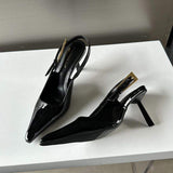 Slingback Party Shoes Salto Alto New Sexy Sandal Black Heels for Women