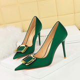 Talons Dames Luxury Buckle Pumps Big Tree Shoes Women Pink Heel for Ladies