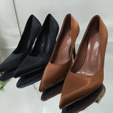 Women Sexy Pumps Good Quality Satin Material with Slim Heel Professional Pointed-Toe Plus Size Low-Cut Style for Ladies