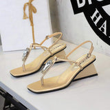 Summer 2025 Fashion Wedges Heels Flip Flops Outdoor Peep Toe Women Ladies Slides Sandals