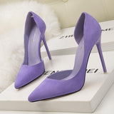 Trendy Color Sandalias Romanas Top Quality Stiletto Summer Sandals Elegant Purple Suede Heels