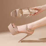 Sexy Sapato De Salto Stripper New Design Thick Sole High Thin Platform Heels