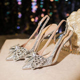 6CM/8CM/10CM New Model Zapatos De Mujer Slingback Rhinestone Closed Toe Stiletto Heels for Women Ladies Pumps