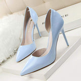 Tacones De Mujer Altos Sexy Stylish Patent Leather Reflective High Stiletto Heels for Ladies Wedding Shoes