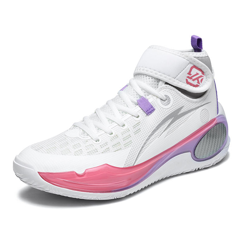 Mens High Top Yellow Basketball Shoes Professional Athletic Sneakers with Ankle Support Strap Breathable Court Training Footwear