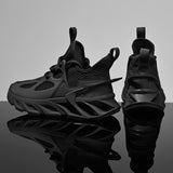 Men Fashion Athletic Shoes Hollow Blade Sole Running Sneakers Shock Absorption Walking Footwear Breathable Mesh Comfort Trainers