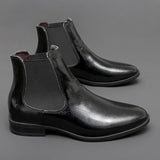 Genuine Leather Ankle Boots Black Classy Designers Pointed Toe Winter Warm Leather Boots for Men