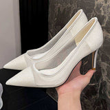 8CM Soulier Femme Talon Mesh Sexy Beautiful Fancy Female High Heels for Ladies and Women