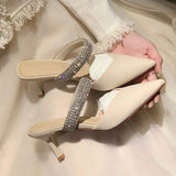 Sandalias De Verano Closed Pointed Toe Diamond Rhinestone Bling Fashion Designer Ladies High Heels for Women Sandal Sexy