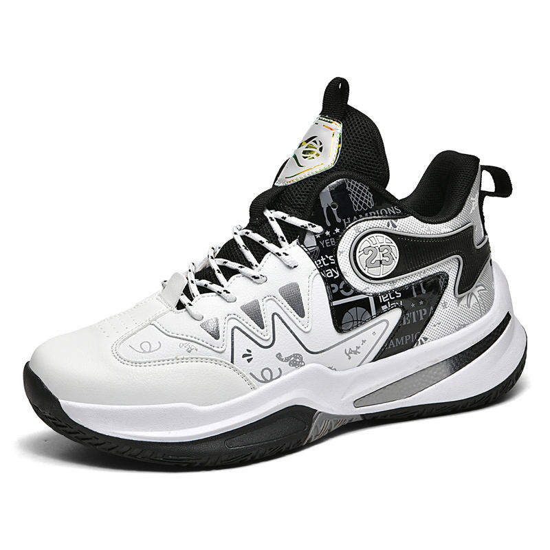 Mens Professional Basketball Shoes High Top Athletic Sneakers Graffiti Pattern Sport Footwear Anti Slip Outdoor Court Trainers