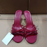 Summer Quality Sexy Ladies High Heel Shoes Women's Stiletto Heel Sandals Bowknot and Thin Strap Casual Shoes