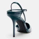 Women's Pointed Toe Stiletto Heel Sandals - Closed-Toe Backless Pumps for Chic Office & Party