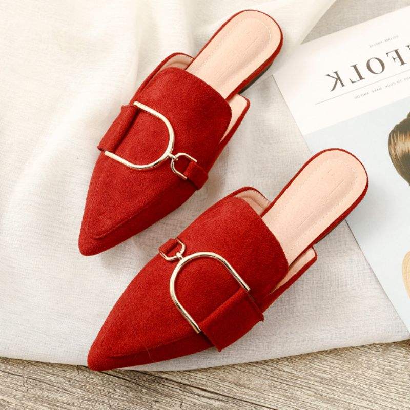 Sapatos Mocassins Suede New Ladies Slippers Outdoor Flat Loafer Pointed Toe Mules Slides Footwear