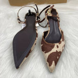 Cow Print Closed-Toe Women's Sandals Thin Heel Backless Summer, European & American Style Kitten Heel Pumps