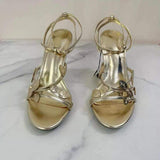 Trendy Shiny Gold Summer Fashion Slipper Open Toe Gold Fashion Heels for Women