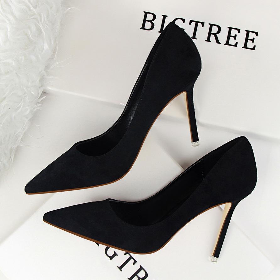 Big Size 42 43 Sepatu Wanita Sexy Fashion Suede Leather Dress Pumps Women Pencil Heels for Ladies Shoes