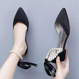 2CM High Quality Woman Shoes Pointed Female Pearl Shoes Office Ladies Pump Flat Shoes for Women