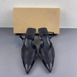 Chaussures Femme Sandales a Talon Sexy Brown Slingback Pointy Toe 2025 Luxury Heels for Women