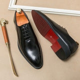 Men Lace up Casual Formal Oxfords Dress Shoes Comfortable Durable Red Bottom Handsome Shoes for Men