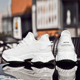 Breathable Knit Walking Shoes Lightweight Lace up Sneakers With Cushioned Thick Sole for Daily Comfort and Casual Outdoor Wear