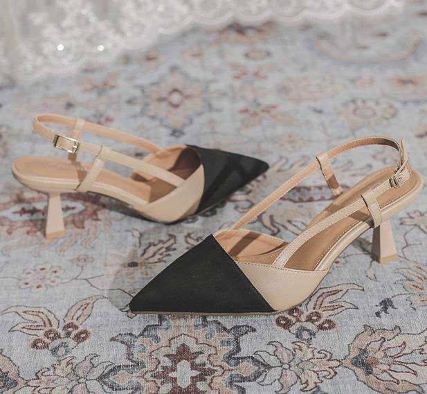 Back Sling Luxury Comfortable Pointed Toe Trendy Shoes Low New Styles Women 2025 Heels for Women