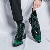 Large Size 38-47 Patent Leather Ankle Boots Durable Fashion Pointed Toe Other Boots Dress Shoes for Men