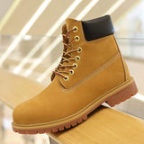 Original Quality Large Size Cowhide Genuine Real Leather Work Men Women's Waterproof Classic Tooling Yellow Winter Ankle Autumn