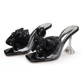 Size 34-46 Zapatos Mujer Tacon Sandalia Transparente Summer Mules Sexy Bowknot Clear Transparent Heels for Women and Ladies