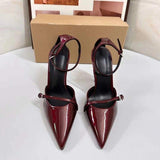 Luxury Talons New Glossy Fashion Pointy Toe Slingback Red Heels for Women