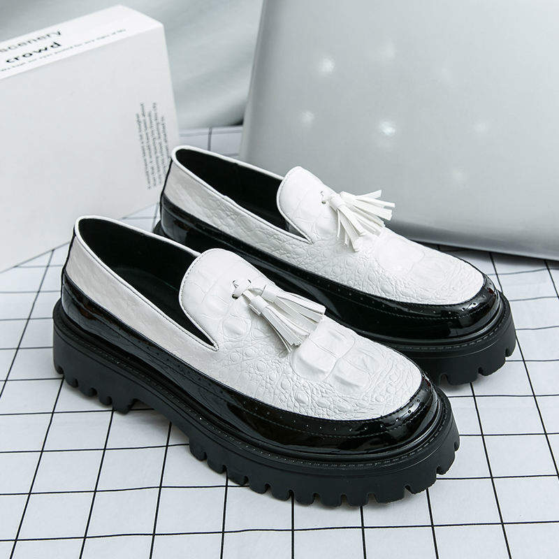 Classic Design Hot Selling Durable Fashion Dress Shoes PU Pattern Thick Sole Tassel Loafer Shoes for Men
