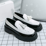 Classic Design Hot Selling Durable Fashion Dress Shoes PU Pattern Thick Sole Tassel Loafer Shoes for Men