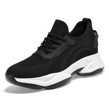 Breathable Knit Walking Shoes Lightweight Lace up Sneakers With Cushioned Thick Sole for Daily Comfort and Casual Outdoor Wear
