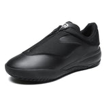 Mens Basketball Shoes Easy on and Off Zipper Closure Low Top Sneakers Khaki Minimalist Design Athletic Training Footwear