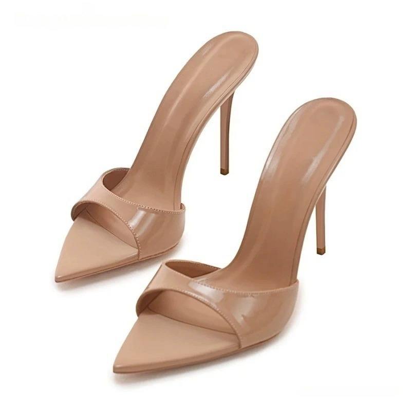 Pantoufles a Talons Hauts Women's Stiletto-Heel Slide Sandals Peep-Toe Pointed-Toe With Single-Strap